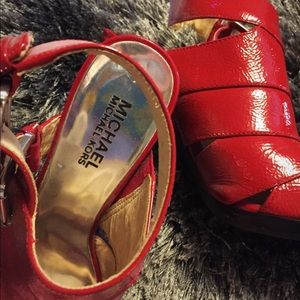 Red Michael Kors Stiletto Strappy Bootie Heels